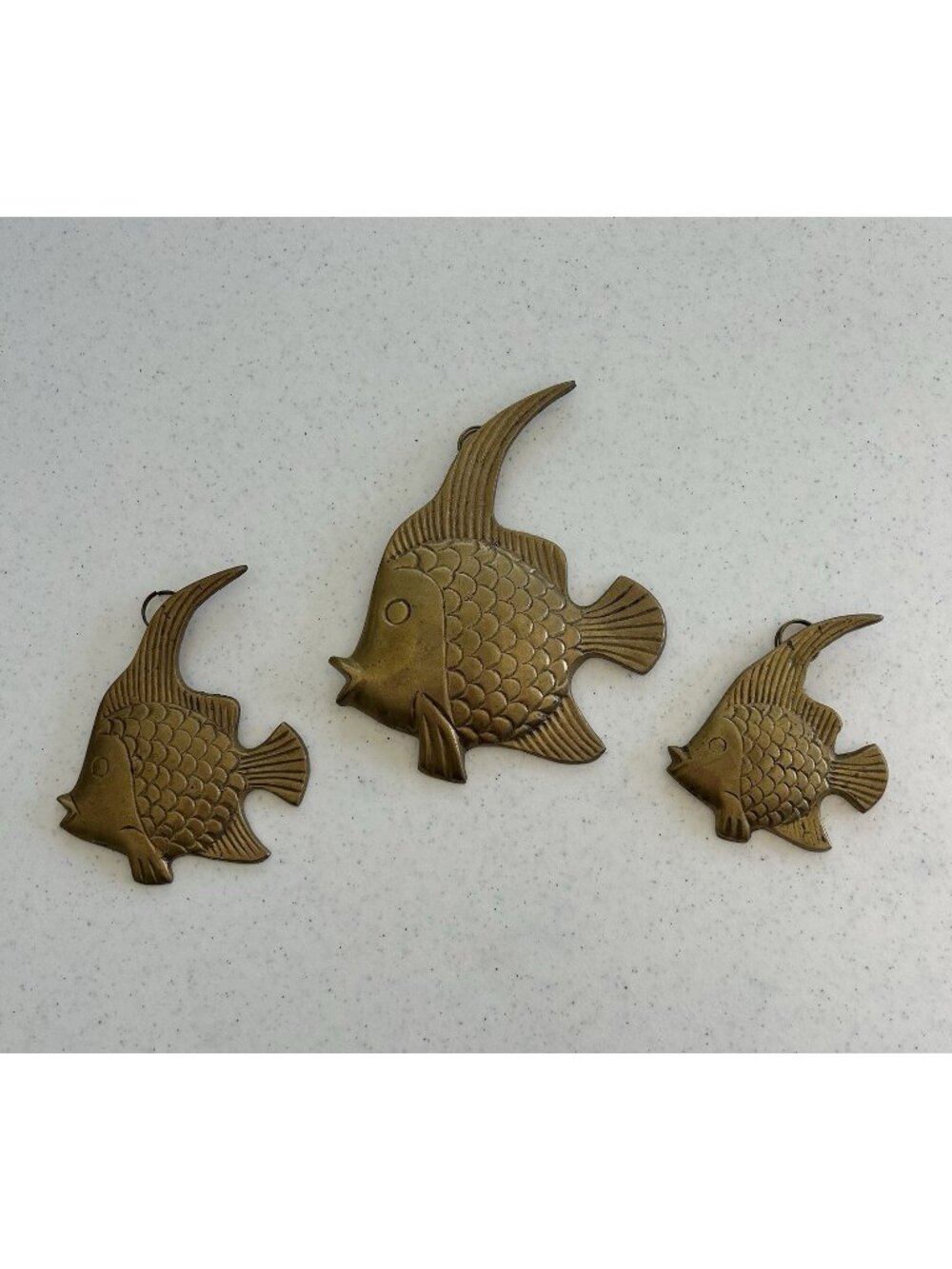 Brass Angel Fish Wall Hanging Set of 3 Coastal Nautical Beach Decor Vintage MCM